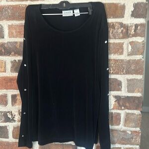 179 Chicos travelers rhinestone studs long sleeved top shirt blouse sz Large 2
